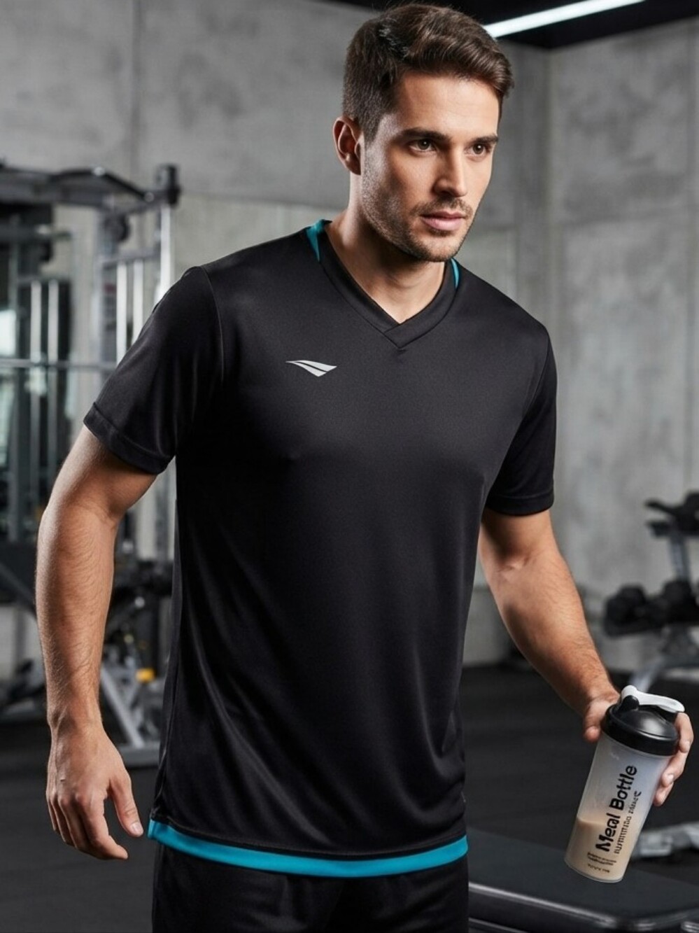 Penalty Men's Black V-Neck Short Sleeve Performance Shirt Size Small
